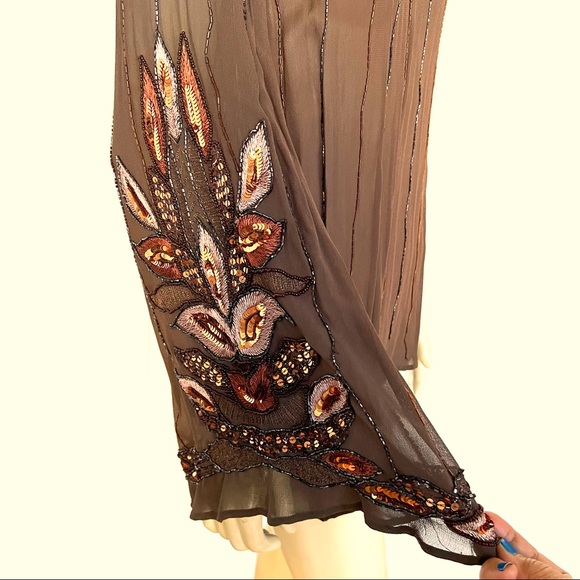 Vintage Brown Chiffon Off Shoulder One Sleeve Top - Picture 8 of 12